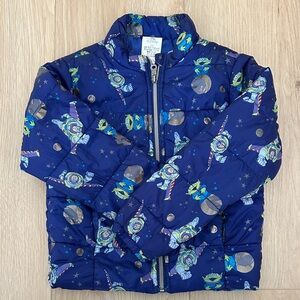 Disney Blue Lightweight Puffer Jacket with Buzz Lightyear - size 5/6